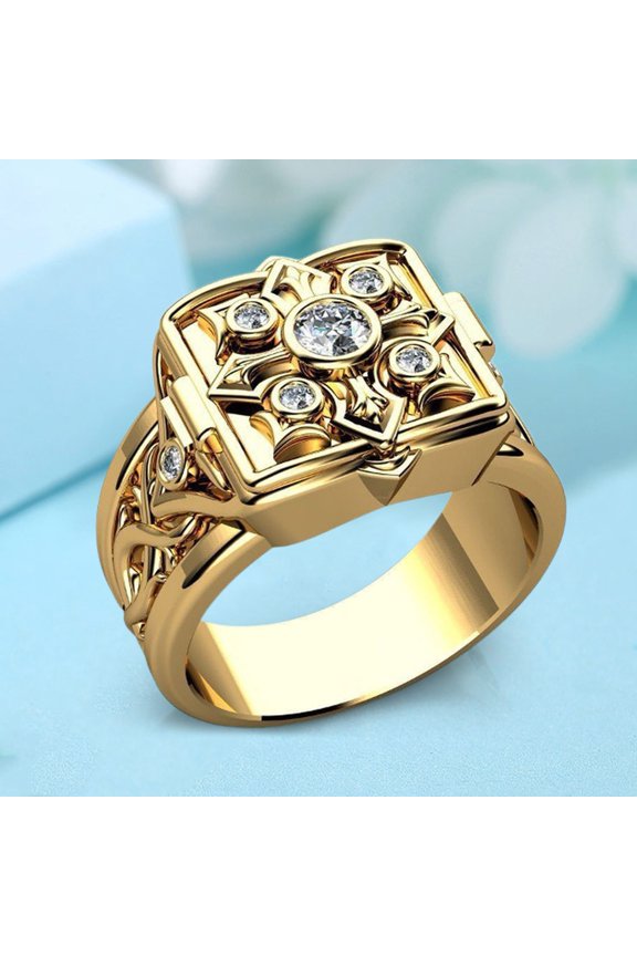 Men's Box Shape Ring - Geometric Flip Flop Lid Jewelry Gift