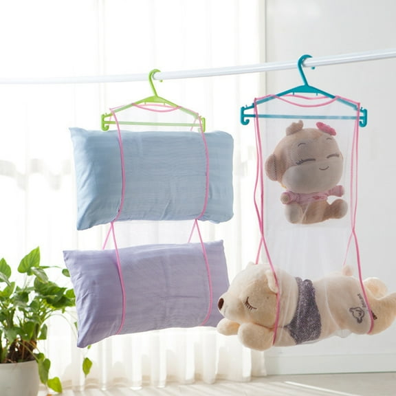 Xinyolin Mesh Laundry Hanging Dryer Rack for Doll Pillow Net Storage Bag Home Organizer
