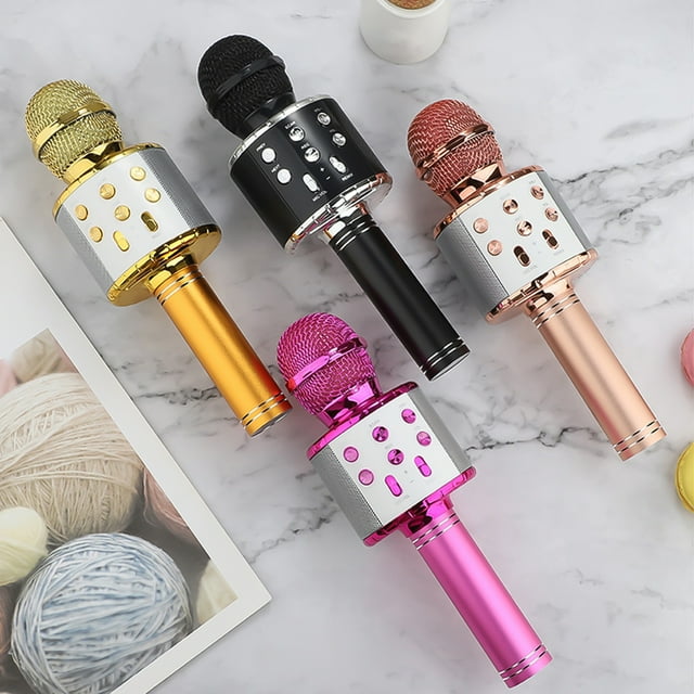 Xinyolin Microphone Colorful LED Good Tone Quality ABS Wireless Microphone with Built-in Loudspeaker for Karaoke