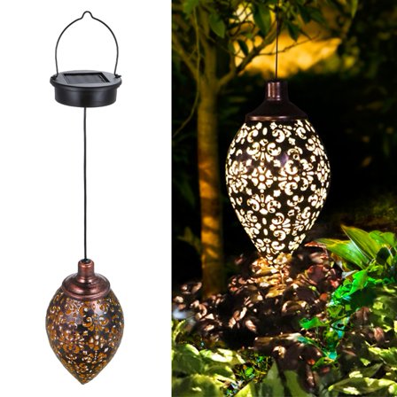 Xinyolin Outdoor LED Solar Powered Olive Shape Hanging Garden Yard Lawn Light Decor Lamp