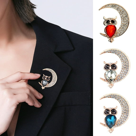 Xinyolin Owl Faux Crystal Brooch Cute Vintage Fashion Dress Coat Accessories Jewelry Sturdy Brooch Pin for Women