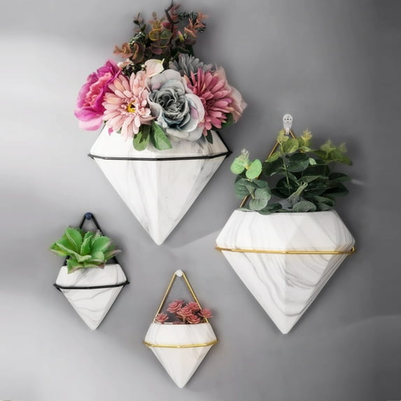 Xinyolin Plant Pot Geometric Shape Decorative Ceramic Wall Mounted Flowerpot for Home