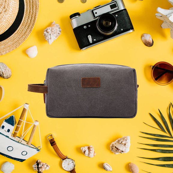 Xinyolin Portable Men Retro Canvas Toiletry Bag Cosmetic Makeup Pouch Organizer for Travel School