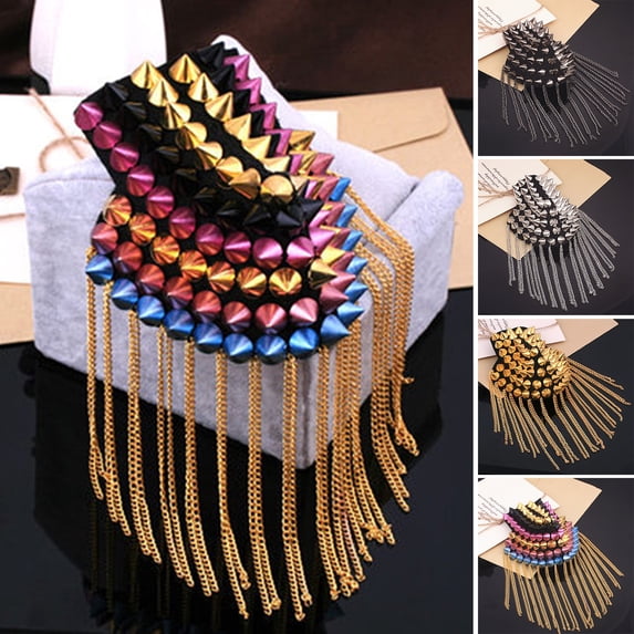 Xinyolin Punk Jewelry Fringe Epaulette - Vintage Tassels Shoulder Brooch