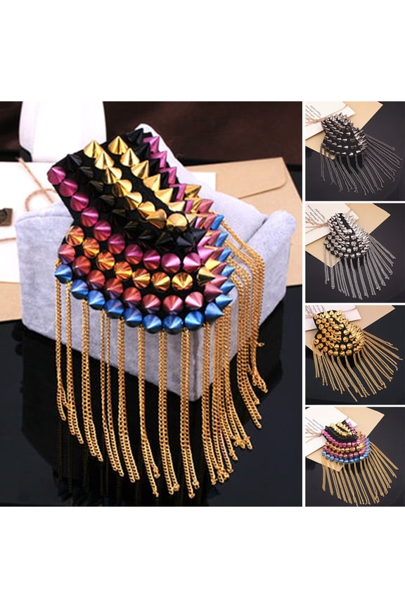 Punk Jewelry Fringe Epaulette - Vintage Tassels Shoulder Brooch