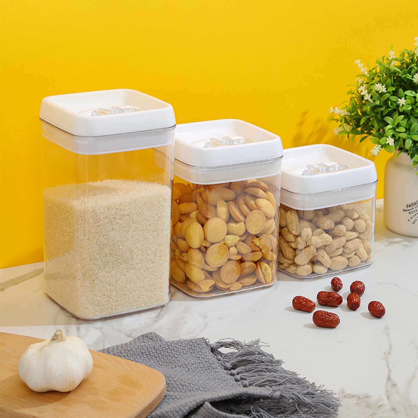 Xinyolin Rectangular Dry Food Cereal Flour Beans Airtight Storage