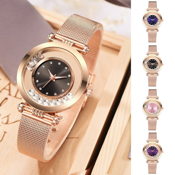 Xinyolin Rhinestone Balls Round Dial Alloy Mesh Strap Watch, Fashion Women's Analog Quartz Wrist Watch