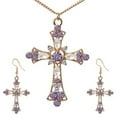 thumbnail image 1 of Xinyolin Rhinestone Inlaid Cross Pendant Necklace - Hook Earrings Jewelry Set, 1 of 8