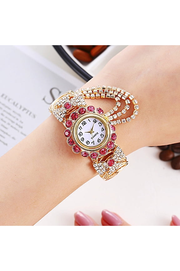 Rhinestone Quartz Watch - Shiny Fashion Bracelet Watch with Stable Performance