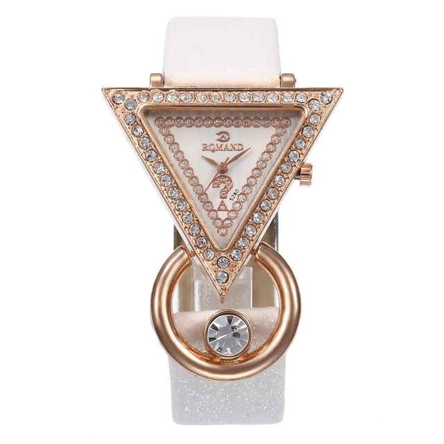 Xinyolin Rhinestone Triangle Dial Shimmers Watch, Faux Leather Band Women Quartz Wrist Watch