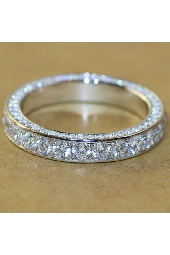 Round Shiny Non-Fading Rhinestone Ring - Symmetric Finger Circlet Bridal Jewelry
