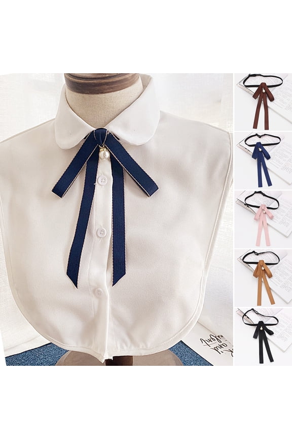 Shirt Bowknot Tie Faux Pearl Decor Adjustable Fine Workmanship Pretty Thin Decorate Photography Props Simple Shirt Uniform Butterfly Knot Tie Clothing Accessory