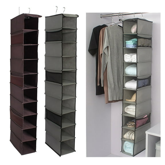 Xinyolin Shoe Storage Hanging Bag with 6 Mesh Pockets 10 Layers Design Large Capacity Waterproof Vertical Storage Organizer Shoe Hanger