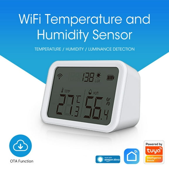 Xinyolin Smart Temperature Monitor Push Notification to Phone Wireless Digital Wifi Humidity Sensor Thermohygrometer for Home