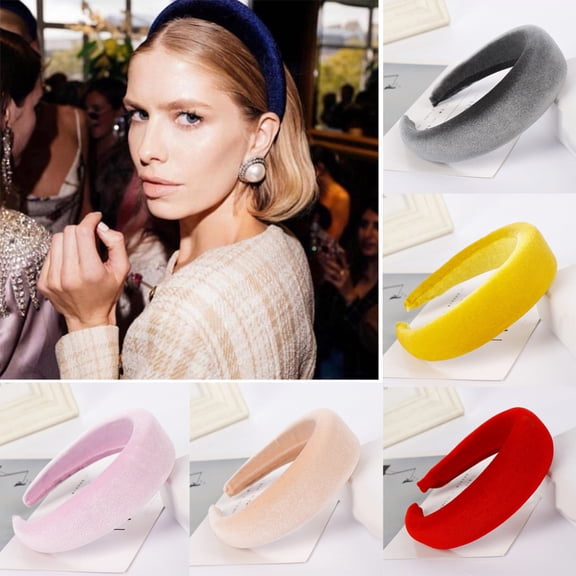 Xinyolin Solid Color Fashion Women Velvet Headwear Sponge Foam Soft Hair Hoop Headband
