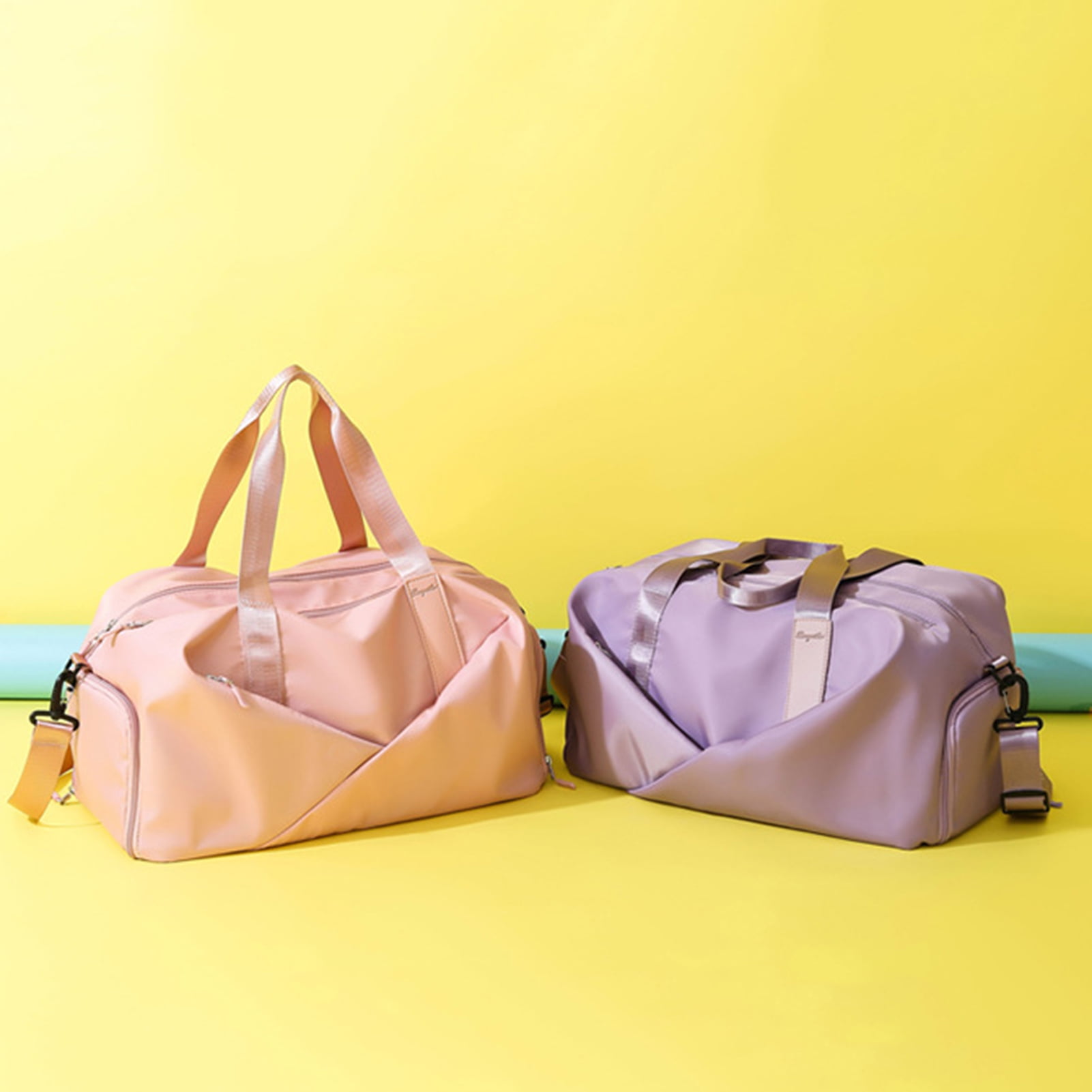 2PCS Dual-Layer Transparent PU Cosmetic Pouch - Wet and Dry Separation, Large size(31*15*20cm)- milk apricot white