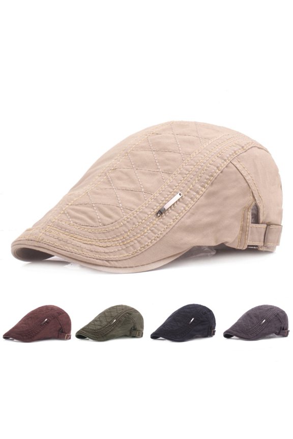 Vintage Unisex Twill Cotton Flat Peaked Cap Adjustable Newsboy Hunting Beret Hat