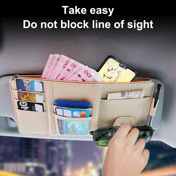 Xinyolin Visor Storage Pouch - Multi-purpose Large Capacity Slim Fit Car Document Organizer Storage Pocket for SUV