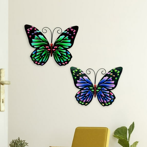 Xinyolin Wall Pendant Rust-proof Wrought Iron Wall Accessories Artwork Ornamental Home Decor Compact 3D Metal Butterfly Wall Decor for Garden