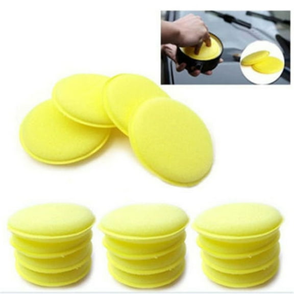 Xinyolin Wax Applicator Pad - Super Soft Car Cleaning Round Yellow Microfiber Foam Sponge for Car