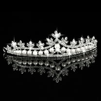 Xinyolin Women Tiaras Shining Exquisite Craft Alloy Faux Pearl Leaves Rhinestone Crown Hair Accessories