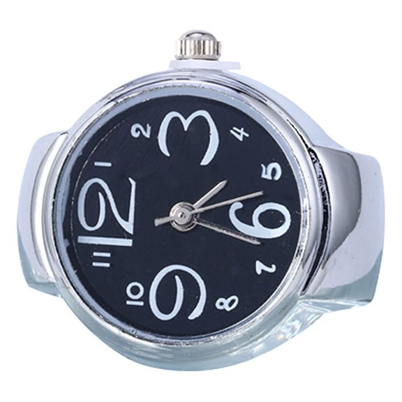 Xinyolin Women's Creative Big Numbers Mini Finger Ring Watch Elastic Band, Quartz Watch