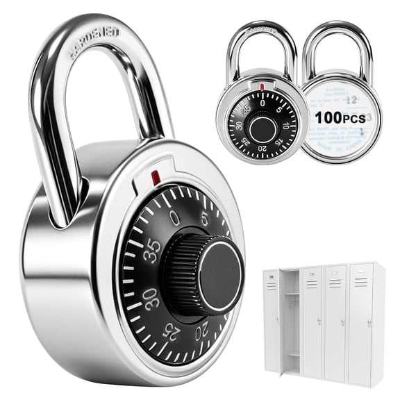 Xinyuert 100Pcs Dial Combinations Lock with Different Code Keyless 3 Digital Locker Padlocks 2inches Retro Rotary Pad Locks for Toolbox, School and Gym Locker, Employee and Case, Black