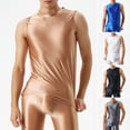 thumbnail image 1 of Xioeram Men Vest Glossy Smooth Surface Pure Color Slim Fit High Elasticity Sleeveless Round Neck Fitness Workout Gym Tank Top Activewear Daily Clothes, 1 of 8