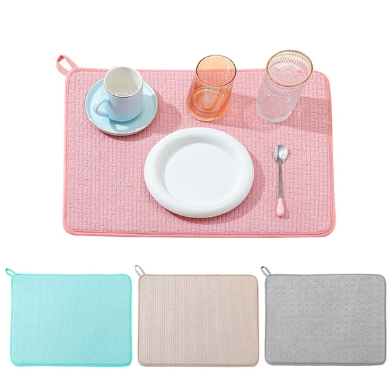Xioeram Microfiber Dish Drying Mat Absorbent Pad Large Size Kitchen Counter Mat Dish Drainer Pad Tableware Countertop Mat for Countertops Sinks Draining Racks
