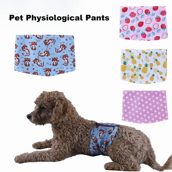Xioeram Pet Physiological Pants Adjustable Leakproof Male Dog Belly Band Diapers Breathable Fast Absorption Cartoon Pattern Machine Washable Dog Sanitary Pants for Dogs
