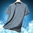 thumbnail image 1 of Xioeram Summer Men Top Ice Silk Quick-drying Short Sleeves Plus Size O Neck Loose Solid Color Thin High Elastic Casual Pullover Daily Sport T-shirt, 1 of 7