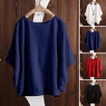 thumbnail image 1 of Xioeram Women Casual T-shirt O-neck Batwing Short Sleeve Tee Shirt Loose Fit Solid Color Pullover Tops Streetwear, 1 of 7