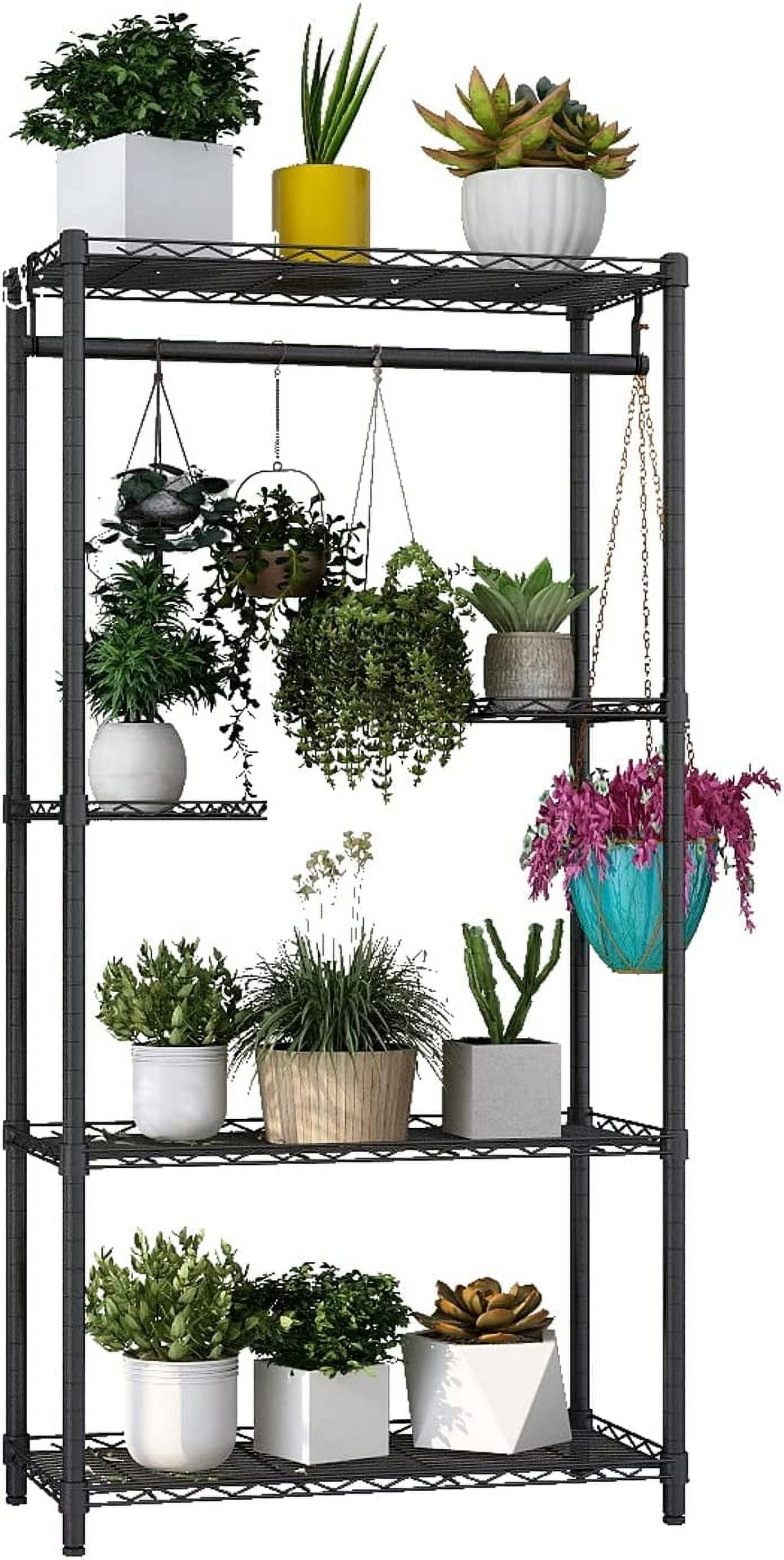 Xiofio Plant Stand for Indoor Outdoor,Metal Plant Stands,Adjustable Plant Shelves with Hanging Rod for Bedroom Living Room Balcony Garden,Black in Kenya | Stands