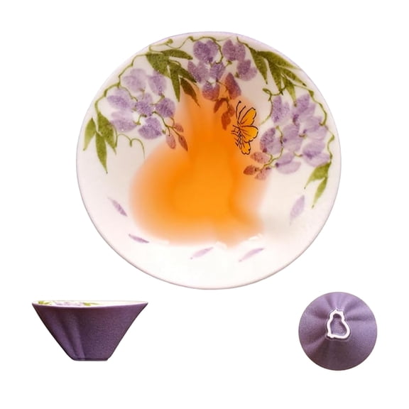 Xiogeo Hand Painted Hidden Cat Cup Handmade Ceramic Tasting with Secret Design Chinese Gongfu Bowl, Easy to Clean