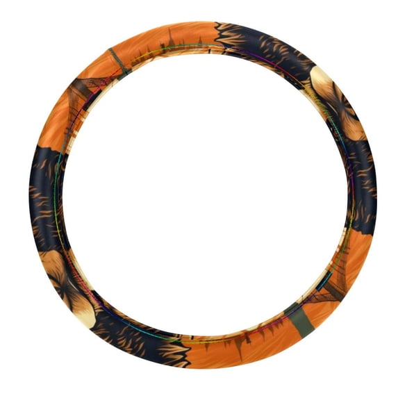 Xiong Fugu 14.5 Inch Printing PVC Leather Steering Wheel Cover Auto Accessories
