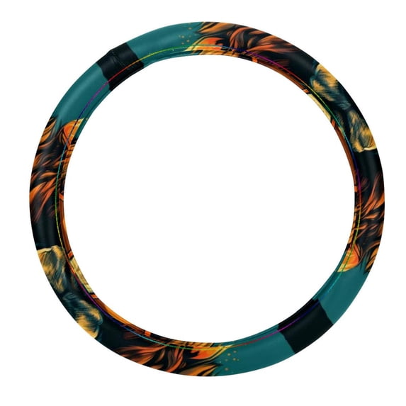 Xiong Fugu Car Wheel Cover, Steering Wheel Covers 14.5 Inch Printing PVC Leather Auto Accessories