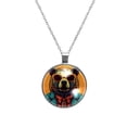 thumbnail image 1 of Xiong Fugu Glass Circular Pendant Necklace - Women's Fashion Necklace, 1 of 5