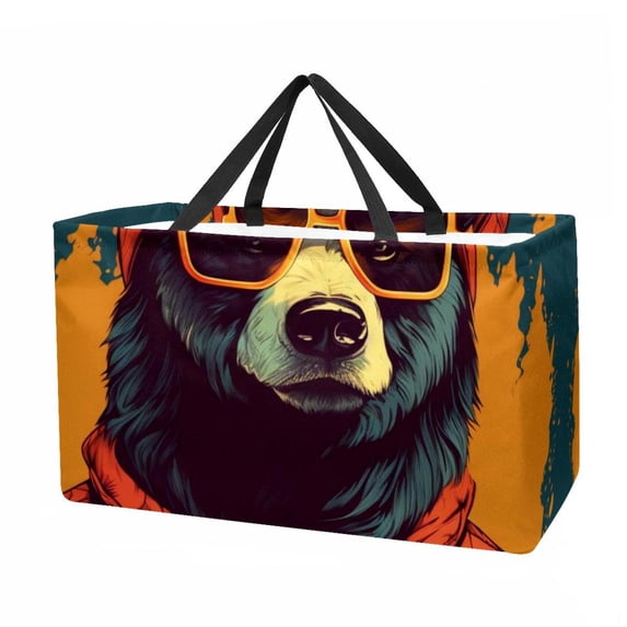 Xiong Fugu Large Capacity Foldable Oxford Cloth Decorative Box - Reusable Picnic Basket, Shopping Basket, and Storage Basket