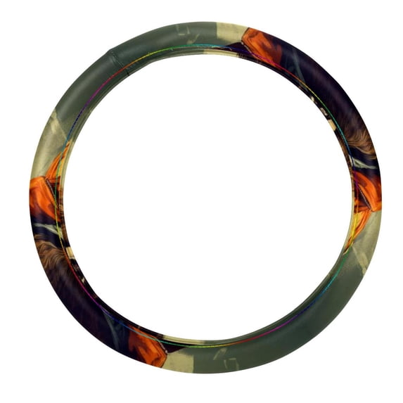 Xiong Fugu Steering Wheel Cover, Car Wheel Cover, Car Wheel Covers, 14.5 Inch, Printing, PVC Leather, Auto Accessories