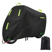 XiongXiong 420D Motorcycle Covers, Waterproof Motorcycle Cover Heavy Duty Outdoor Protection Scooter Shelter Tear Proof Night Reflective, XL, Black