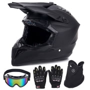 XiongXiong Dirt Bike Helmets, DOT Certified Motorcycle Helmet w/ Goggles, Gloves, Mask, for Off-Road, ATV, Motocross, Sun Visor Snowmobile, Black, M