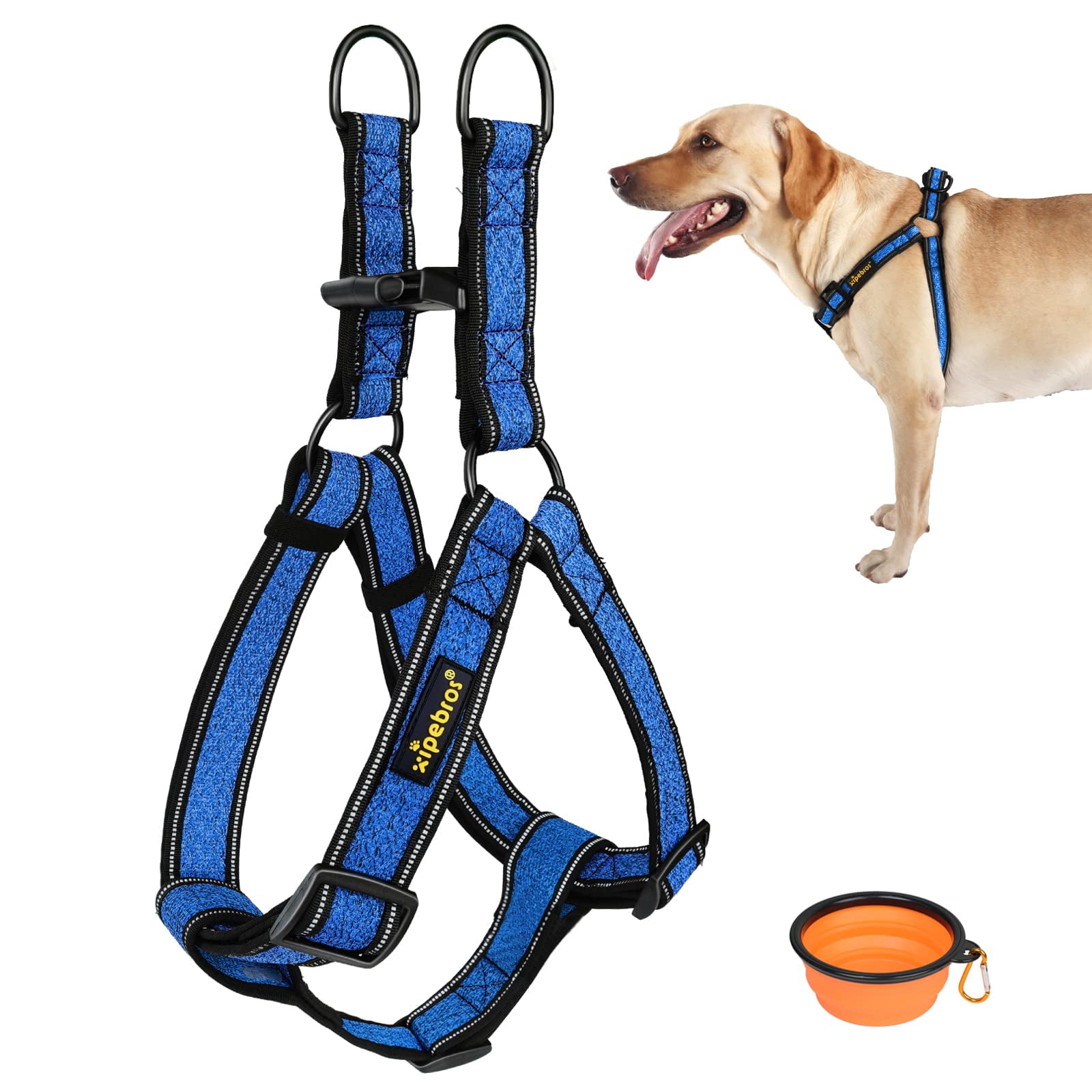 Image showcasing Xipebros No Pull Dog Harness with Reflective Adjustable,Stops Pets from ...