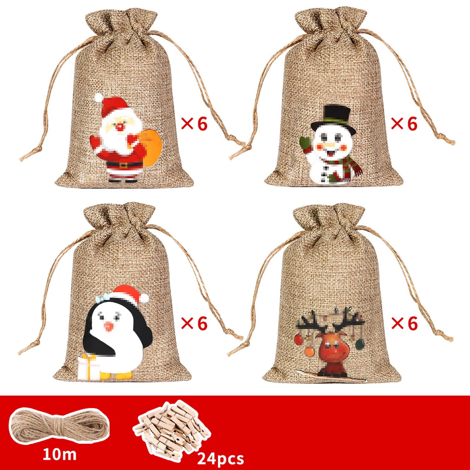 Xipoxipdo Clearance Christmas Linen Gift Bag Christmas Party Decoration Small Cloth Bag Drawstring Tie Mouth Linen Bag Walmart Business Supplies