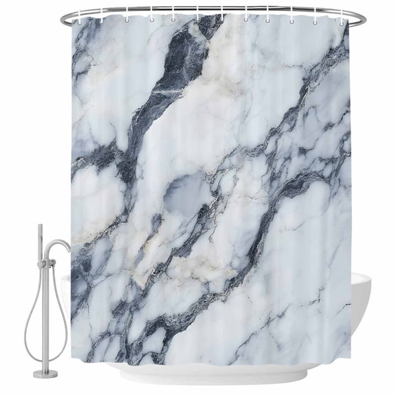 Xipuska Abstract Marble Shower Curtain - Water Repellent Fabric Shower Curtains Washable, Modern Ink Painted Aesthetics Luxury Decorative Polyester Cloth Bathroom Curtains Modern Bath Decor 72"x72"
