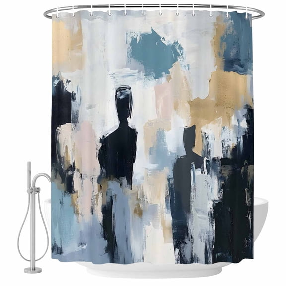 Xipuska Abstract Oil Painting Shower Curtain - Water Repellent Fabric Shower Curtains Washable, Modern Colorful Canvas Art Decorative Polyester Cloth Bathroom Curtains Modern Bath Decor 36"x72"