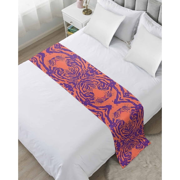 Xipuska Abstract Tiger Bed Runners for Twin Size Bed, Decorative Bed Throws for Foot of Bed, Red Blue Abstract Animals Modern Art Bed Runner Sofa Throw Bedding Scarf Protector Slipcover for Bedroom