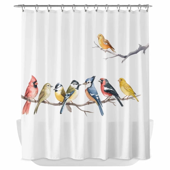 Xipuska Birds Shower Curtain - Water Repellent Fabric Shower Curtains Washable, Bird Vintage Watercolor Decorative Polyester Cloth Bathroom Curtains Modern Bath Decor 66"x72"