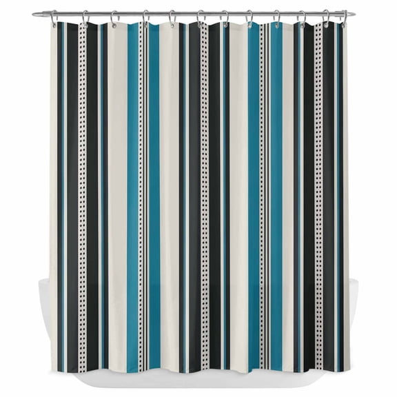 Xipuska Black Blue Striped Shower Curtain - Water Repellent Fabric Shower Curtains Washable, Farmhouse Modern Stripes Art Decorative Polyester Cloth Bathroom Curtains Modern Bath Decor 72"x72"