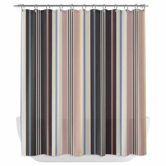 Xipuska Black Brown Striped Shower Curtain - Water Repellent Fabric Shower Curtains Washable, Modern Stripes Art Farmhouse Decorative Polyester Cloth Bathroom Curtains Modern Bath Decor 72"x72"