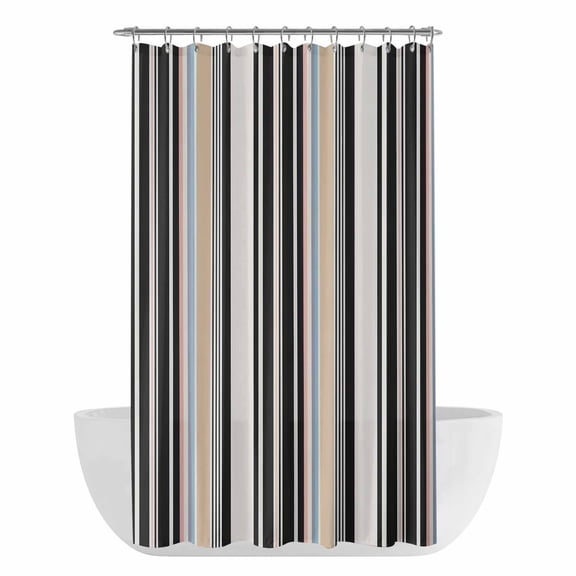 Xipuska Black Pink Striped Shower Curtain - Water Repellent Fabric Shower Curtains Washable, Modern Stripes Farmhouse Decorative Polyester Cloth Bathroom Curtains Modern Bath Decor 36"x72"